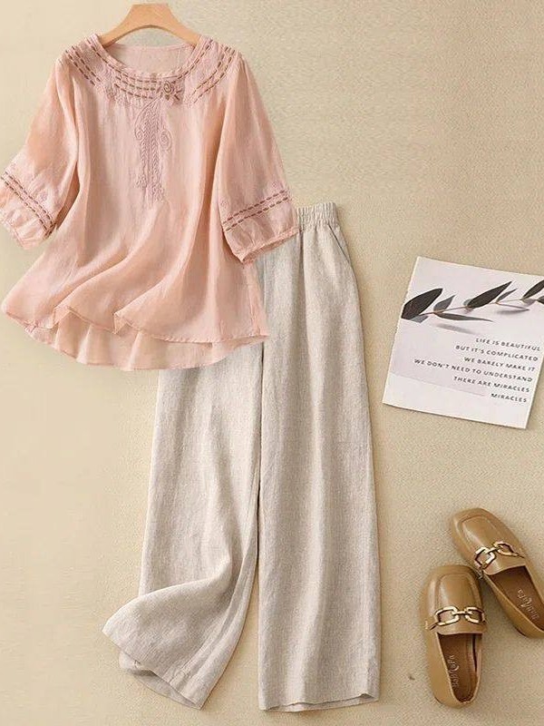 Linen Shirt Breathable - Элитный хлопково-льняной комплект: модная женская летняя