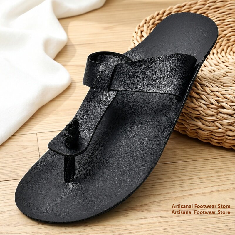 Flip Flop Leather Men - Мужские ретро-шлепанцы из кожи, летние повседневные